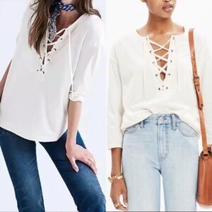 Madewell Lace-Up White Top